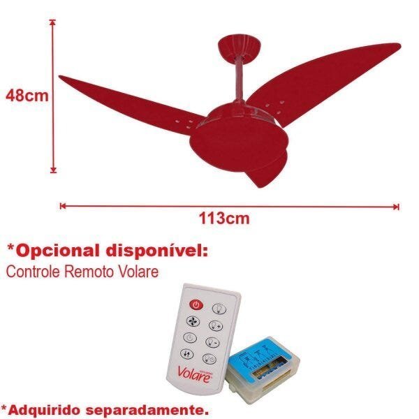 Ventilador de Teto Vidro Fechado 3 Pás Class Volare 220V - 7