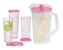 Ver imagem 1 de Tupperware Kit 5 Peças Jarra 2L E Copos Com Tampa 470ML Rosa Kit 5 Peças Jarra 2L E Copos Com Tampa 