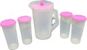 Ver imagem 2 de Tupperware Kit 5 Peças Jarra 2L E Copos Com Tampa 470ML Rosa Kit 5 Peças Jarra 2L E Copos Com Tampa 