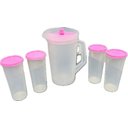 Ver imagem 2 de Tupperware Kit 5 Peças Jarra 2L E Copos Com Tampa 470ML Rosa Kit 5 Peças Jarra 2L E Copos Com Tampa