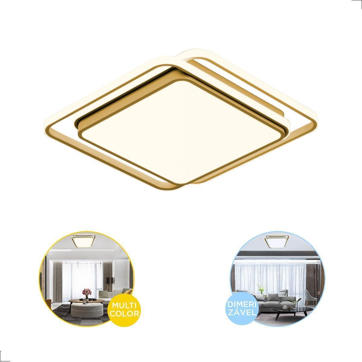 Plafon Moderno Led Gold Multicolor com Controle Dimmer 72w