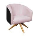 Ver imagem 2 de Kit 2 Poltronas Stella Corano Preto Cr04 com Linho Trama Rosê A73 Base Giratória de Madeira - D'