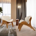 Ver imagem 2 de Kit 4 Poltronas Decorativa Orgânica Sala Living Kadosh L02 Linho Palha - Lyam Decor