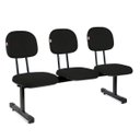 Ver imagem 1 de Longarina Secretária 3 Lugares Tecido Preto