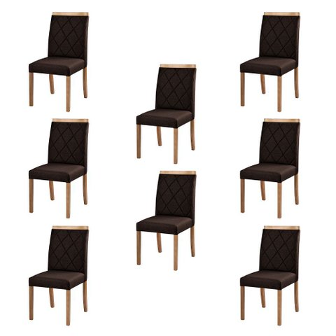 Kit 8 Cadeiras Decorativas Sala de Jantar Luxo Anita Facto Marrom - Mozzelar