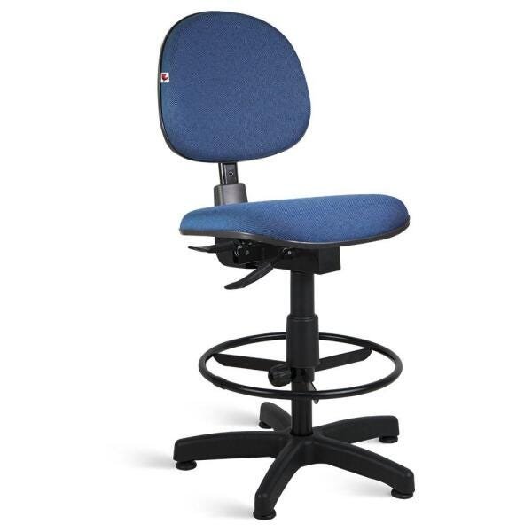Cadeira Caixa Executiva Back System Tecido Azul com Preto - 1