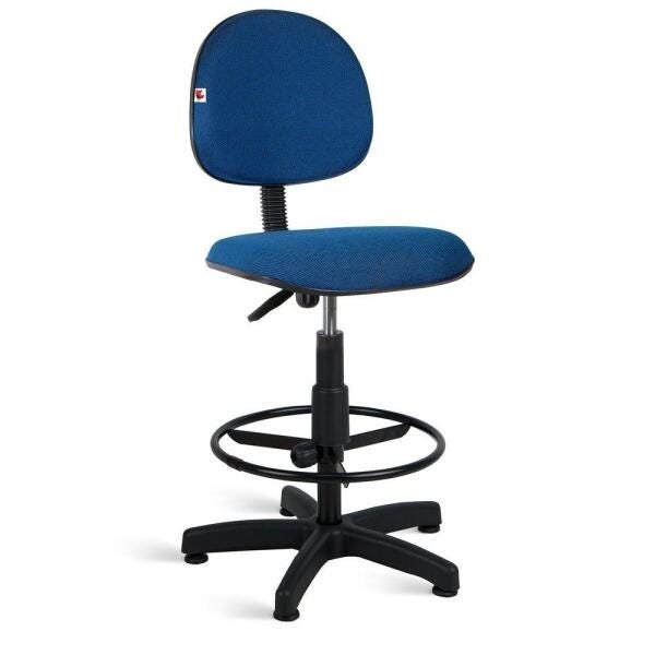 Cadeira Caixa Executiva Tecido Azul com Preto - 1