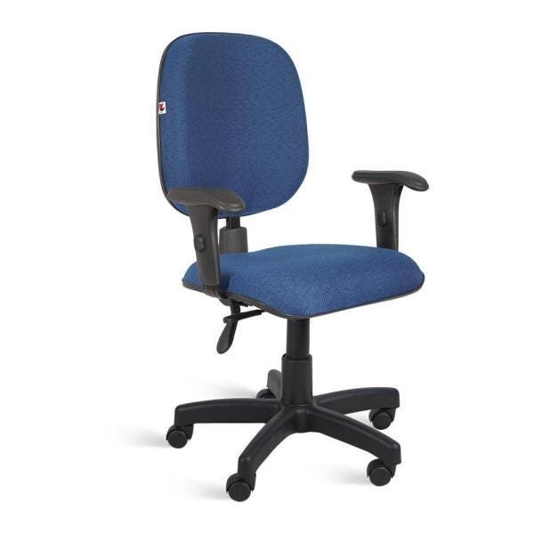 Cadeira Diretor Back System Braços Tecido Azul com Preto - 1