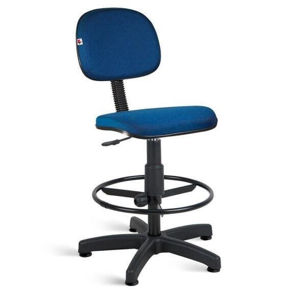 Cadeira Caixa Secretária Tecido Azul com Preto - 1