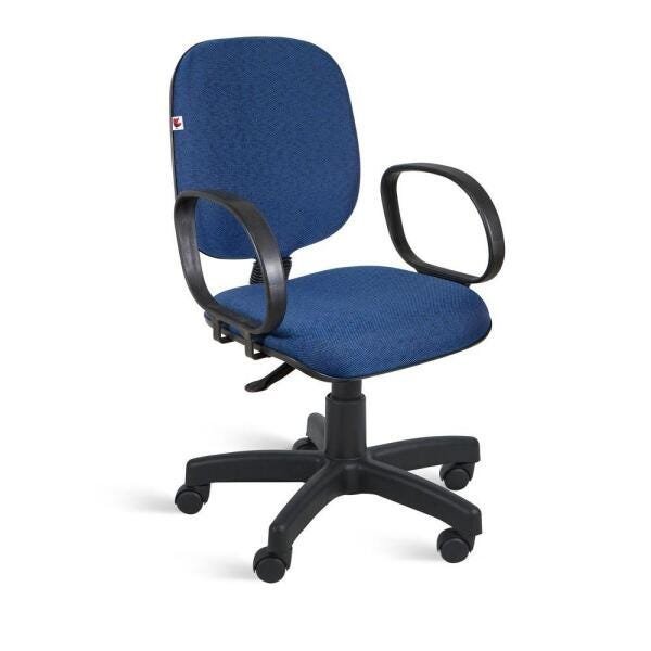 Cadeira Diretor Giratória Braços Tecido Azul com Preto - 1