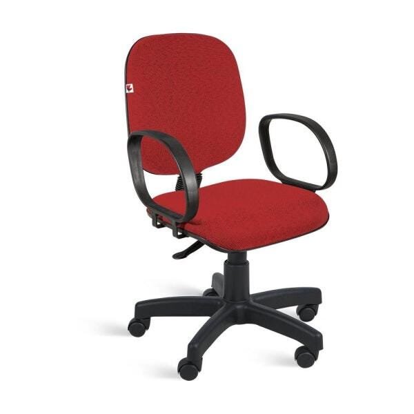 Cadeira Diretor Giratória Braços Tecido Vermelho - 1