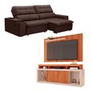 Ver imagem 1 de Kit Sofá Ferguile Genebra 3 Lugares Retrátil com Usb e Rack Painel Tv 65 New Oscar Caemmun