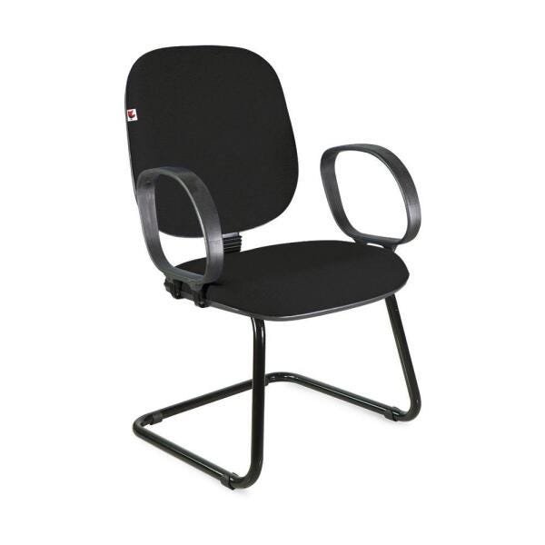 Cadeira Diretor Pé Contínuo Braços Tecido Preto - 1