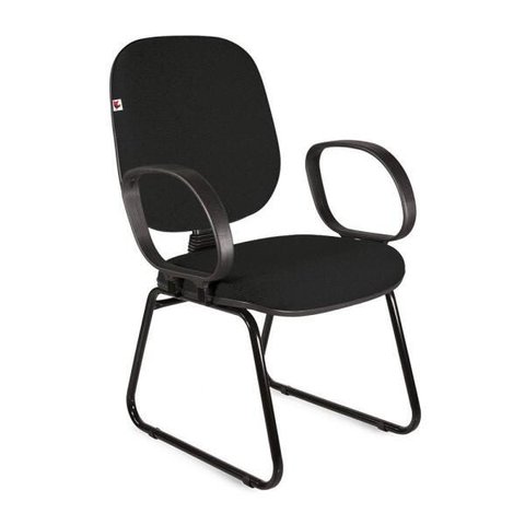 Cadeira Ágata Diretor Pé Sky Braço Corsa Tecido Preto