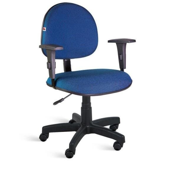 Cadeira Executiva Giratória Braços Tecido Azul com Preto - 1