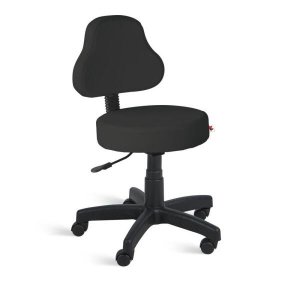 Cadeira Mocho Encosto Alto Giratória Couríssimo Preto