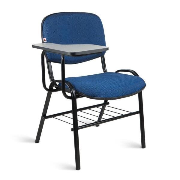 Cadeira Universitária Executiva Tecido Azul com Preto Quartz