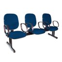 Ver imagem 1 de Longarina Diretor 3 Lugares Braços Tecido Azul com Preto