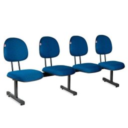 Longarina Executiva 4 Lugares Tecido Azul com Preto - 1