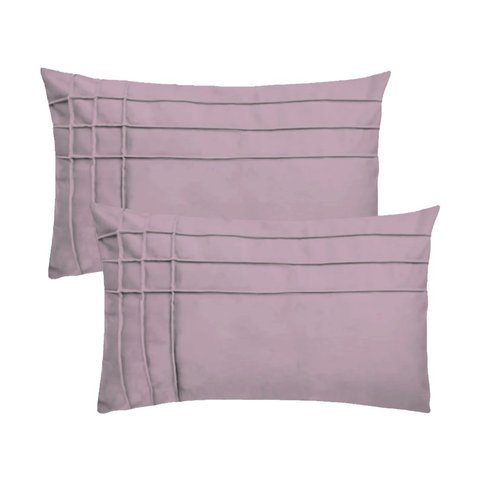 Kit 2 Capas para Almofada Drapeada Line T Retangular em Veludo Várias Cores Cor:rosa Quartzo