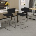 Ver imagem 2 de Kit 05 Banquetas Alta para Cozinha Sala de Jantar Base em Aço Allana L02 Suede Preto - Lyam Decor
