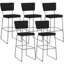 Ver imagem 1 de Kit 05 Banquetas Alta para Cozinha Sala de Jantar Base em Aço Allana L02 Suede Preto - Lyam Decor