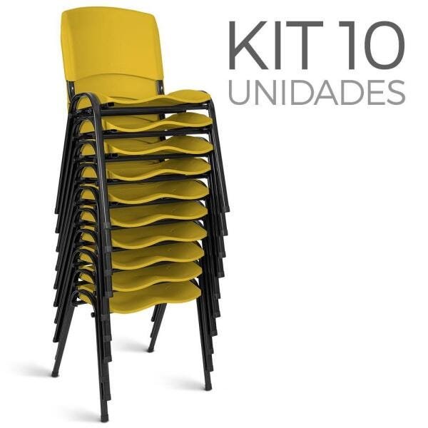 Cadeira Plástica Fixa Kit 10 A/E Amarelo Lara - 1