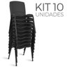 Cadeira Plástica Fixa Kit 10 A/E Preto Lara - 1