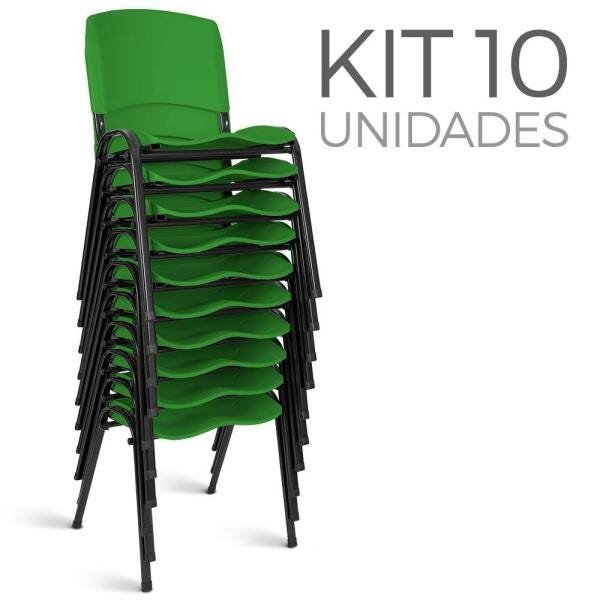 Cadeira Plástica Fixa Kit 10 A/E Verde Lara - 1