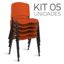 Ver imagem 1 de Cadeira Plástica Fixa Kit 5 A/E Laranja Lara