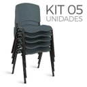 Ver imagem 1 de Cadeira Plástica Fixa Kit 5 A/E Cinza Lara