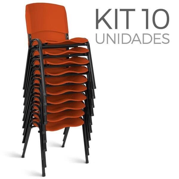 Cadeira Plástica Fixa Kit 10 A/E Laranja Lara - 1