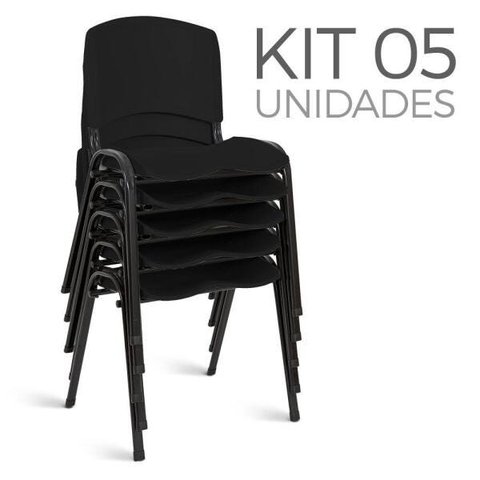 Cadeira Plástica Fixa Kit 5 A/E Preto Lara