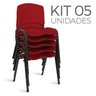 Cadeira Plástica Fixa Kit 5 A/E Vermelho Lara - 1