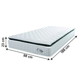 Colchão Solteiro Molas Ensacadas City Pillow Top 88x188x23cm Branco/preto Hellen - 2