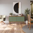 Ver imagem 6 de Aparador Kappesberg 4 Portas Canela/verde 156cm