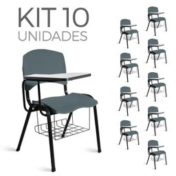 Cadeira Plástica Universitária Kit 10 A/E Cinza Lara - 1
