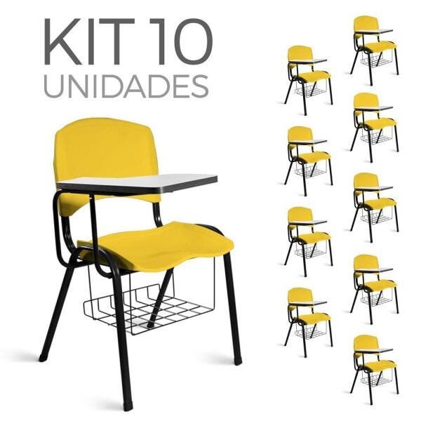 Cadeira Plástica Universitária Kit 10 A/E Amarelo Lara - 1