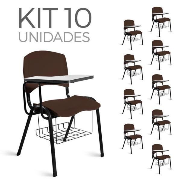 Cadeira Plástica Universitária Kit 10 A/E Marrom Lara - 1