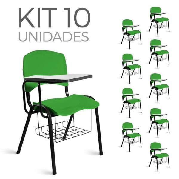 Cadeira Plástica Universitária Kit 10 A/E Verde Lara - 1