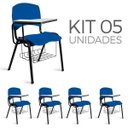 Ver imagem 1 de Cadeira Plástica Universitária Kit 5 A/E Azul Lara
