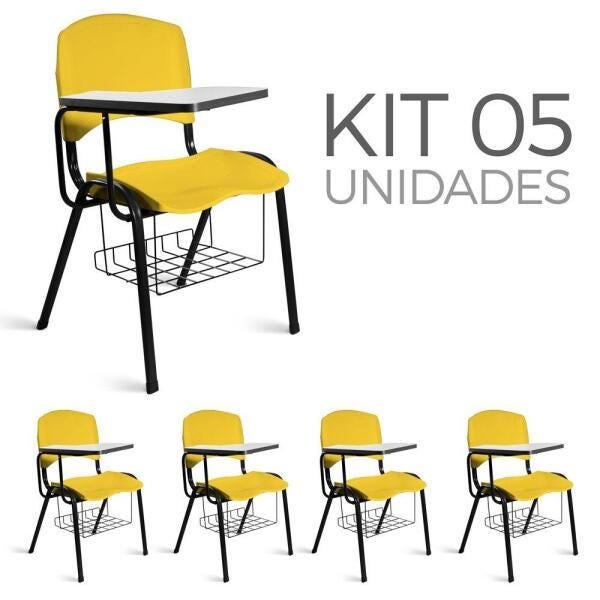 Cadeira Plástica Universitária Kit 5 A/E Amarelo Lara - 1