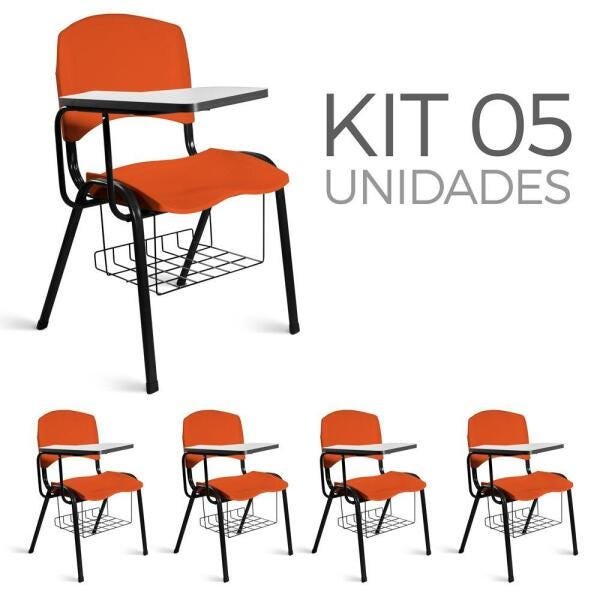 Cadeira Plástica Universitária Kit 5 A/E Laranja Lara - 1