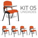 Ver imagem 1 de Cadeira Plástica Universitária Kit 5 A/E Laranja Lara