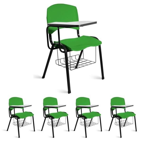 Cadeira Plástica Universitária Kit 5 A/E Verde Lara - 1