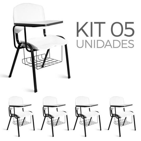 Cadeira Plástica Universitária Kit 5 A/E Branco Lara