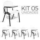 Ver imagem 1 de Cadeira Plástica Universitária Kit 5 A/E Branco Lara