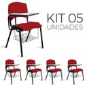 Ver imagem 1 de Cadeira Plástica Universitária Kit 5 A/E Vermelho Lara