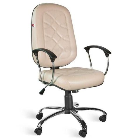 Cadeira Presidente Relax Braços Couríssimo Bege Turmalina