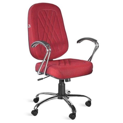 Cadeira Presidente Relax Braços Tecido Vermelho Telúrio